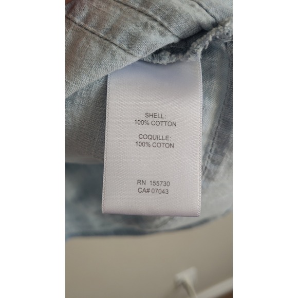 Jane + Delancey Blue Cotton Chambray Pintuck Button Down Top Womens 1X - Picture 3 of 7